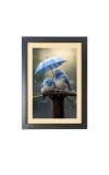 Love birds under umbrella  Photo Frame Funny Animal and Bird Cartoon Art, Black color, 11x15 Inch