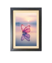 Beautiful butterfly flies in the sunset  Photo Frame Funny Animal and Bird Cartoon Art, Black color, 11x15 Inch