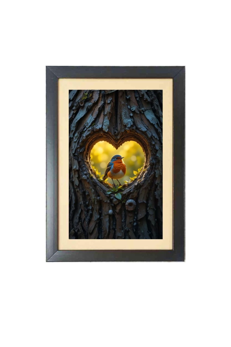 The lovely bird  Photo Frame Funny Animal and Bird Cartoon Art, Black color, 11x15 Inch