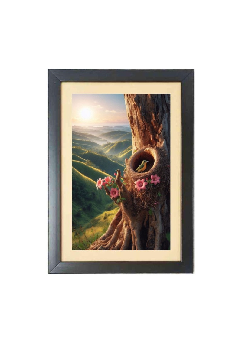 The cute bird  Photo Frame Funny Animal and Bird Cartoon Art, Black color, 11x15 Inch