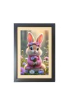 The cute rabbit is holding flowers Photo Frame Funny Animal and Bird Cartoon Art, Black color, 11x15 Inch The cute rabbit is holding flowers Photo Frame Funny Animal and Bird Cartoon Art, Black color, 11x15 Inch