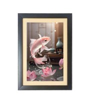 The beautiful fish  Photo Frame Funny Animal and Bird Cartoon Art, Black color, 11x15 Inch
