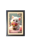 The cute little cat is holding flowers Photo Frame Funny Animal and Bird Cartoon Art, Black color, 11x15 Inch The cute little cat is holding flowers Photo Frame Funny Animal and Bird Cartoon Art, Black color, 11x15 Inch