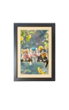 Three lovely cats are sitting on the branch Photo Frame Funny Animal and Bird Cartoon Art, Black color, 11x15 Inch Three lovely cats are sitting on the branch Photo Frame Funny Animal and Bird Cartoon Art, Black color, 11x15 Inch