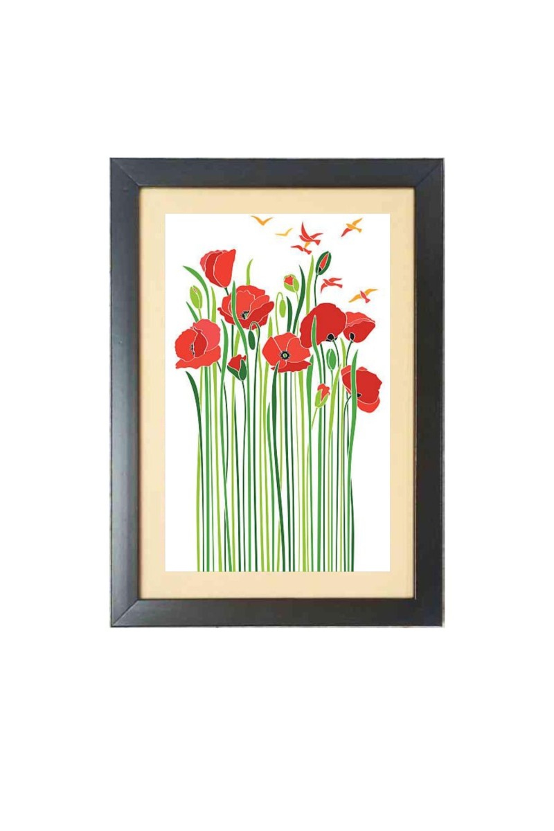 RFID shield passport poppies  Photo Frame Funny Animal and Bird Cartoon Art, Black color, 11x15 Inch