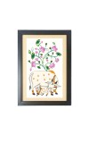 Sacred Pichwai Cow Vastu Painting  Photo Frame Funny Animal and Bird Cartoon Art, Black color, 11x15 Inch