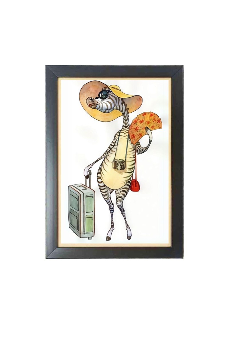 The stylish cartoon animal  Photo Frame Funny Animal and Bird Cartoon Art, Black color, 11x15 Inch