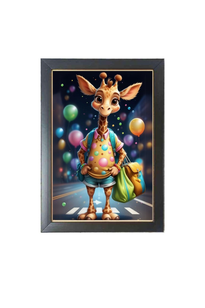 Well dressed cartoon animal  Photo Frame Funny Animal and Bird Cartoon Art, Black color, 11x15 Inch