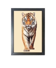 The wild tiger  Photo Frame Funny Animal and Bird Cartoon Art, Black color, 11x15 Inch