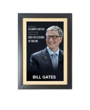 Bill Gates & His Famous Quote & His Famous Quote Photo Frame - Brown Frame, 11x15 Inches, Perfect for Office & Wall Decoration, Ideal Gift