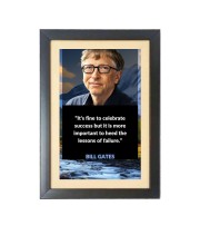 Bill Gates & His Famous Quote & His Famous Quote Photo Frame - Brown Frame, 11x15 Inches, Perfect for Office & Wall Decoration, Ideal Gift