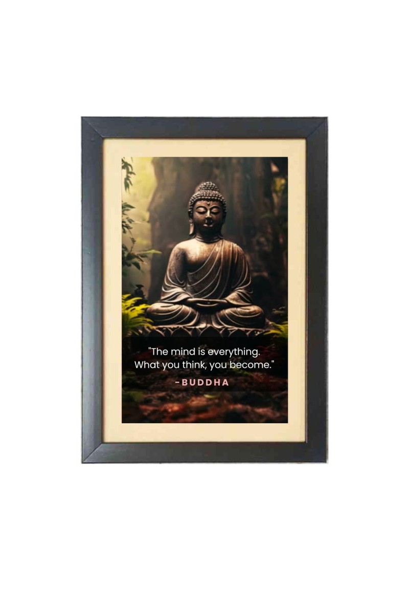 Buddha & His Famous Quote & His Famous Quote Photo Frame - Brown Frame, 11x15 Inches, Perfect for Office & Wall Decoration, Ideal Gift
