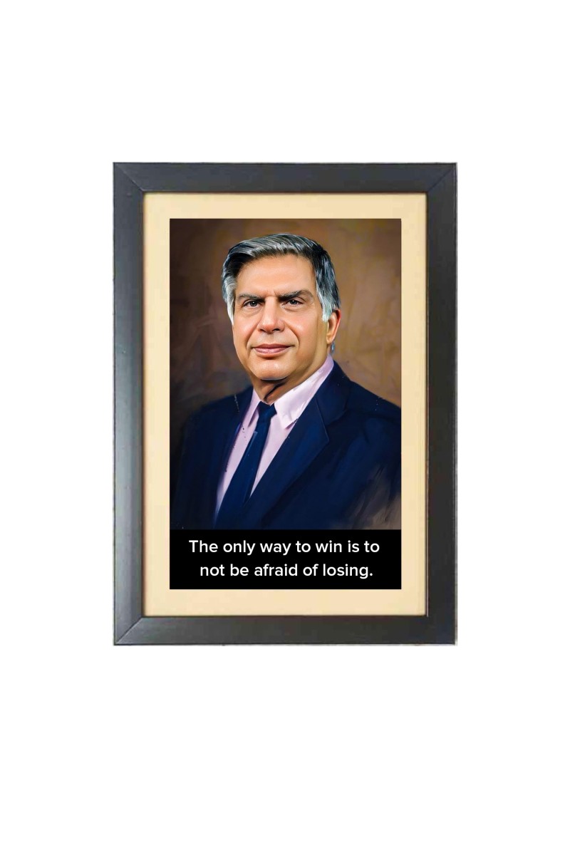 Ratan Naval Tata & His Famous Quote & His Famous Quote Photo Frame - Brown Frame, 11x15 Inches, Perfect for Office & Wall Decoration, Ideal Gift