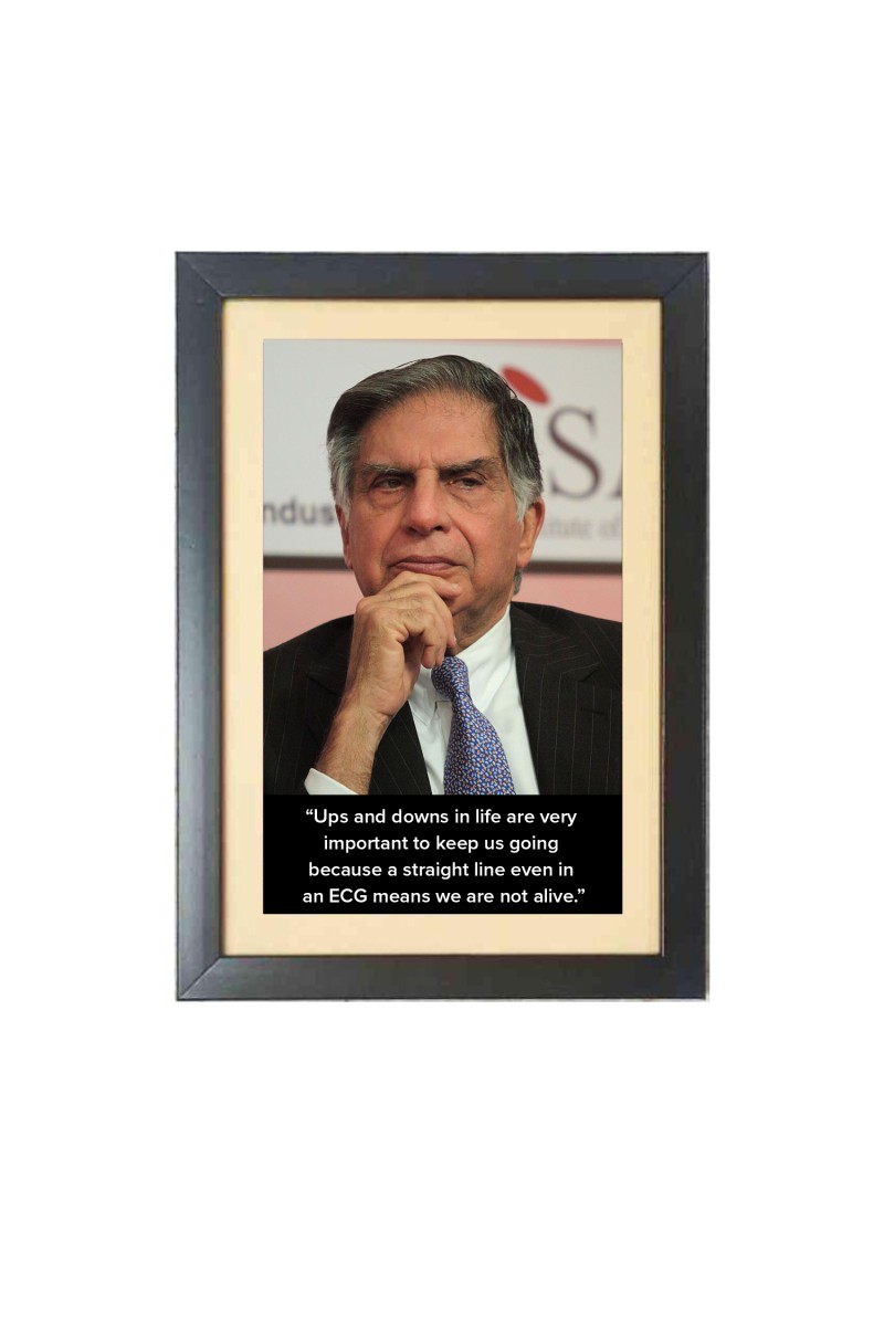 Ratan Naval Tata & His Famous Quote & His Famous Quote Photo Frame - Brown Frame, 11x15 Inches, Perfect for Office & Wall Decoration, Ideal Gift