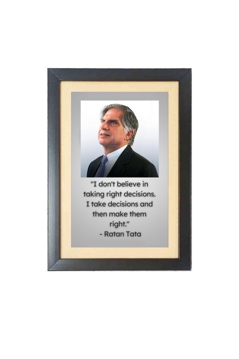Ratan Naval Tata & His Famous Quote & His Famous Quote Photo Frame - Brown Frame, 11x15 Inches, Perfect for Office & Wall Decoration, Ideal Gift