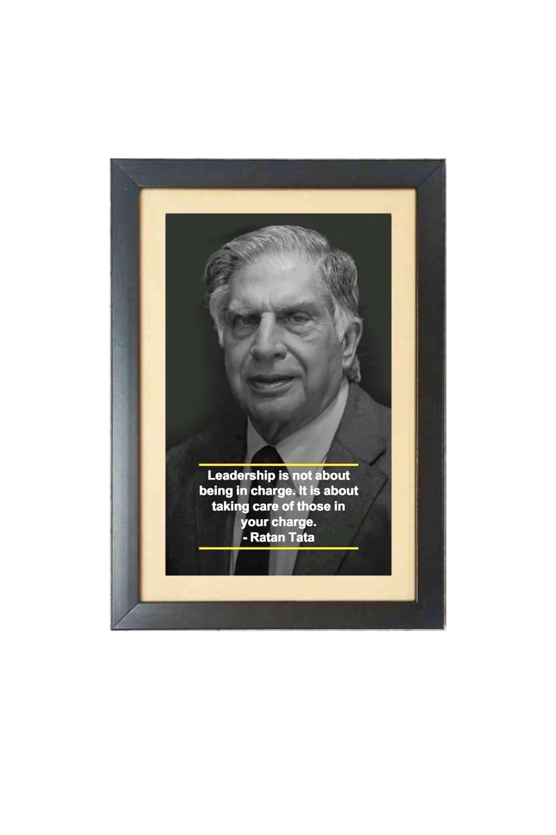 Ratan Naval Tata & His Famous Quote & His Famous Quote Photo Frame - Brown Frame, 11x15 Inches, Perfect for Office & Wall Decoration, Ideal Gift