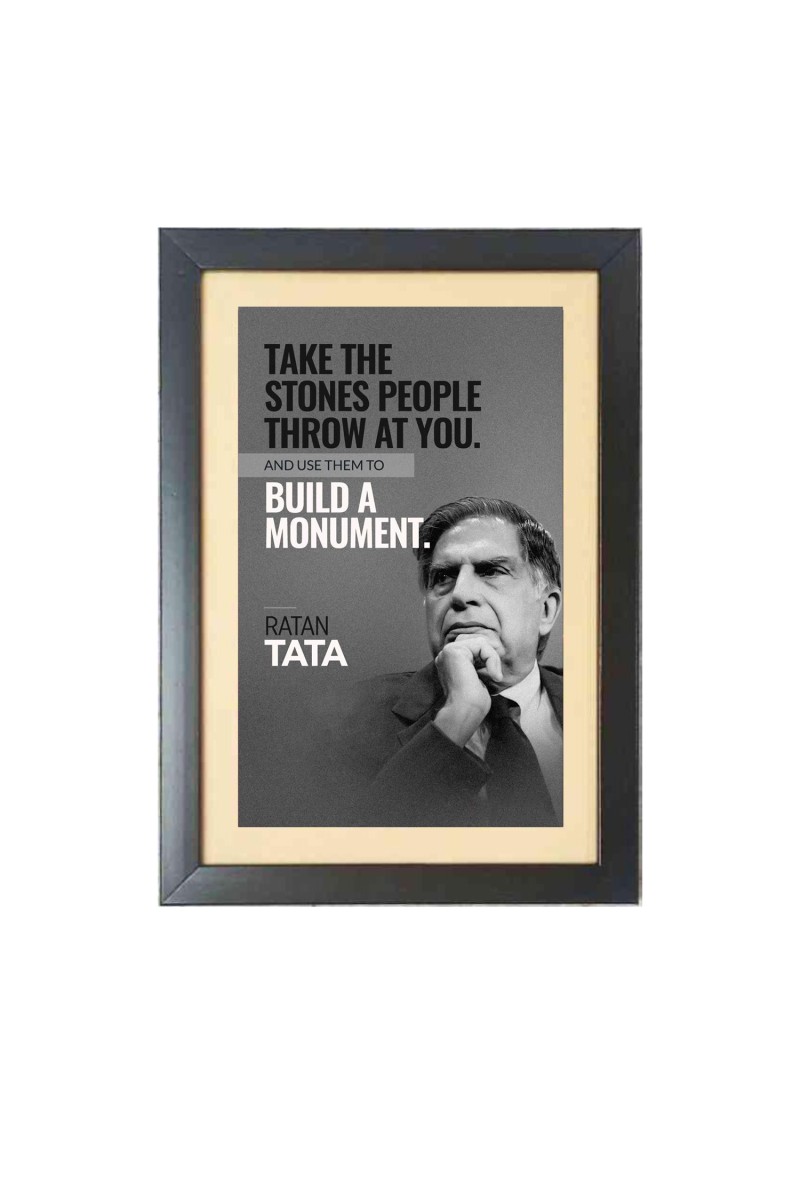Ratan Naval Tata & His Famous Quote & His Famous Quote Photo Frame - Brown Frame, 11x15 Inches, Perfect for Office & Wall Decoration, Ideal Gift