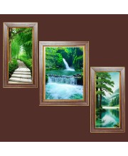 3-Pack Majestic Waterfalls in Nature Photo Frames - 2 Pieces 6x13 Inch & 1 Piece 10x13 Inch - Rustic Wall Art for Home & Office Decor - Botanical Wall Hanging for Living Room, Bedroom, 