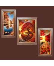 3-Pack orange color stunning nature view Photo Frames - 2 Pieces 6x13 Inch & 1 Piece 10x13 Inch - Rustic Wall Art for Home & Office Decor - Botanical Wall Hanging for Living Room, Bedro