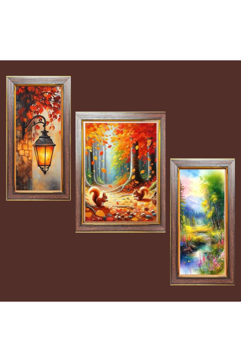 3-Pack Mysteries of the Misty Forest Photo Frames - 2 Pieces 6x13 Inch & 1 Piece 10x13 Inch - Rustic Wall Art for Home & Office Decor - Botanical Wall Hanging for Living Room, Bedroom, 