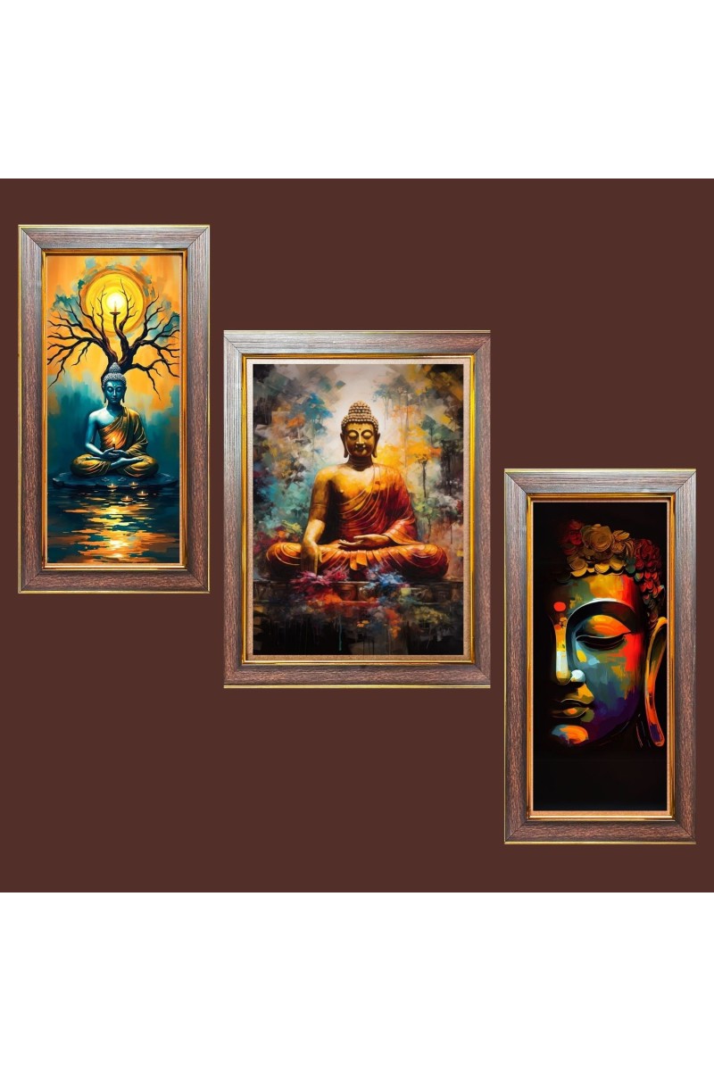 3-Pack The serenity buddha painting Photo Frames - 2 Pieces 6x13 Inch & 1 Piece 10x13 Inch - Rustic Wall Art for Home & Office Decor - Botanical Wall Hanging for Living Room, Bedroom, o