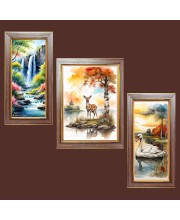 3-Pack Whispers of the Wild painting Photo Frames - 2 Pieces 6x13 Inch & 1 Piece 10x13 Inch - Rustic Wall Art for Home & Office Decor - Botanical Wall Hanging for Living Room, Bedroom, 