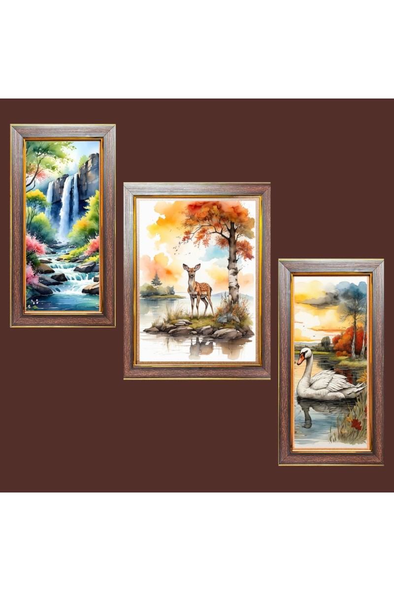 3-Pack Whispers of the Wild painting Photo Frames - 2 Pieces 6x13 Inch & 1 Piece 10x13 Inch - Rustic Wall Art for Home & Office Decor - Botanical Wall Hanging for Living Room, Bedroom, 