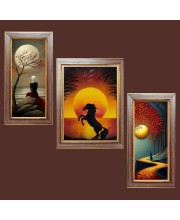 3-Pack Stunning painting Photo Frames - 2 Pieces 6x13 Inch & 1 Piece 10x13 Inch - Rustic Wall Art for Home & Office Decor - Botanical Wall Hanging for Living Room, Bedroom, or Workspace