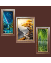 3-Pack Echoes of the Deep painting Photo Frames - 2 Pieces 6x13 Inch & 1 Piece 10x13 Inch - Rustic Wall Art for Home & Office Decor - Botanical Wall Hanging for Living Room, Bedroom, or