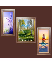 3-Pack Serenity at it Photo Frames - 2 Pieces 6x13 Inch & 1 Piece 10x13 Inch - Rustic Wall Art for Home & Office Decor - Botanical Wall Hanging for Living Room, Bedroom, or Workspace