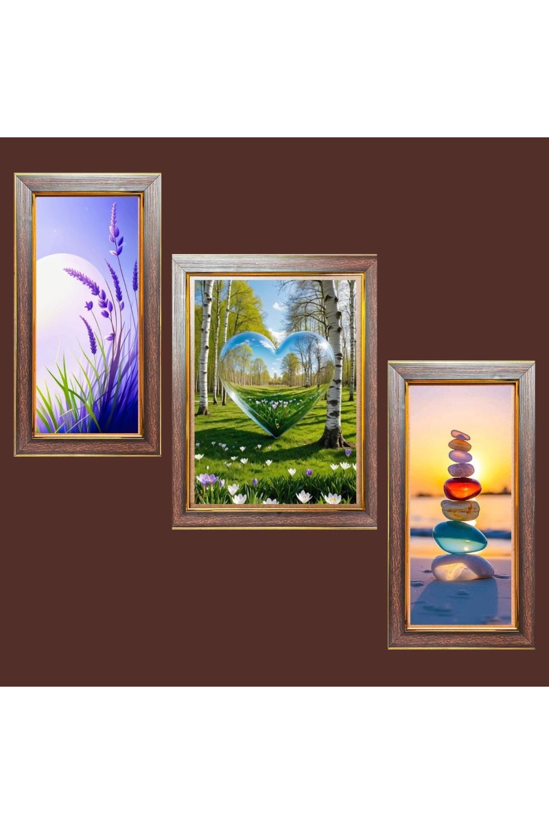 3-Pack Serenity at it Photo Frames - 2 Pieces 6x13 Inch & 1 Piece 10x13 Inch - Rustic Wall Art for Home & Office Decor - Botanical Wall Hanging for Living Room, Bedroom, or Workspace