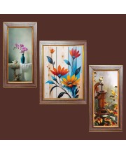 3-Pack Beautiful flower paintings Photo Frames - 2 Pieces 6x13 Inch & 1 Piece 10x13 Inch - Rustic Wall Art for Home & Office Decor - Botanical Wall Hanging for Living Room, Bedroom, or 