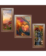3-Pack Colorful Echoes of Nature Photo Frames - 2 Pieces 6x13 Inch & 1 Piece 10x13 Inch - Rustic Wall Art for Home & Office Decor - Botanical Wall Hanging for Living Room, Bedroom, or W