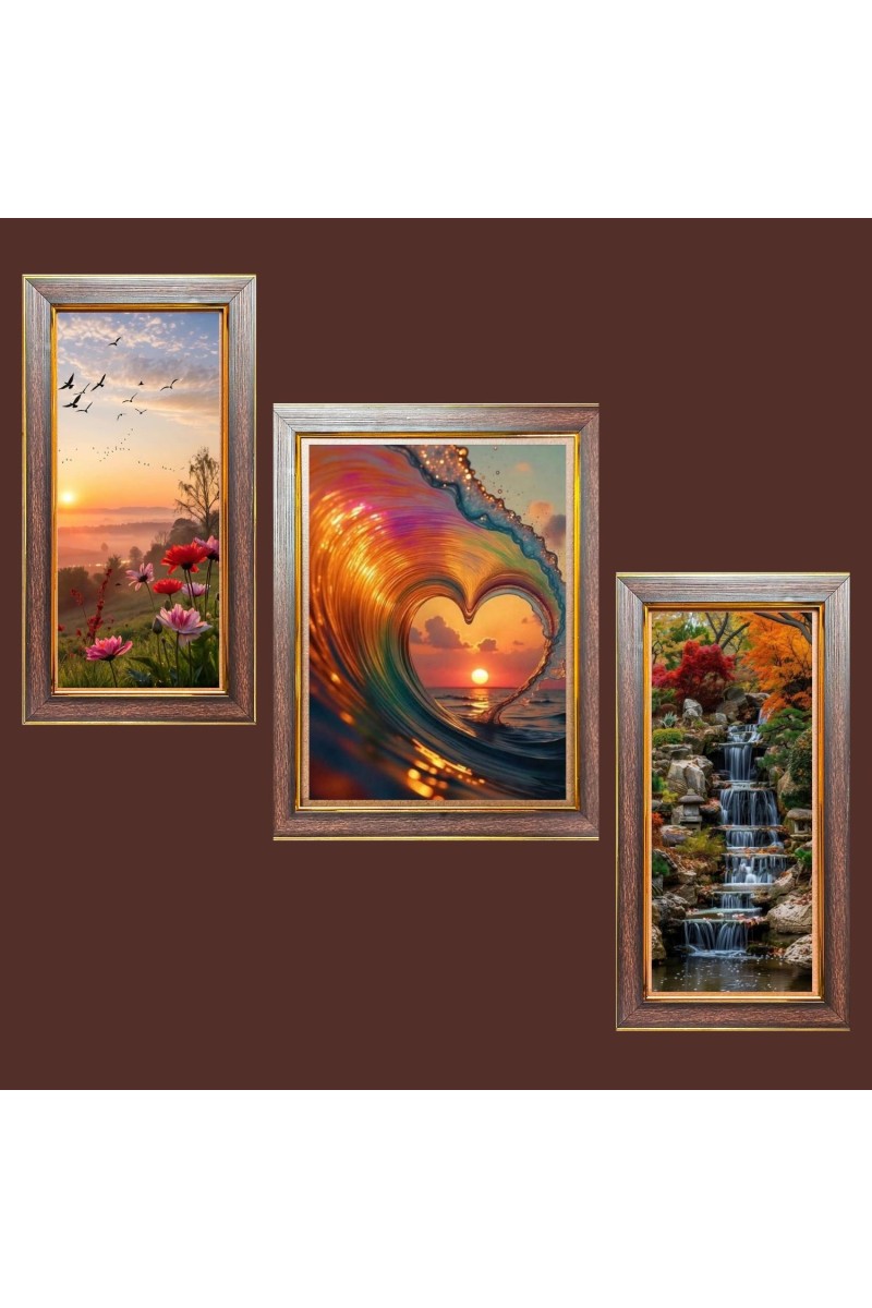 3-Pack Colorful Echoes of Nature Photo Frames - 2 Pieces 6x13 Inch & 1 Piece 10x13 Inch - Rustic Wall Art for Home & Office Decor - Botanical Wall Hanging for Living Room, Bedroom, or W