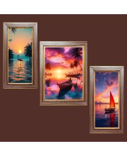 3-Pack Sails in the Wind's Embrace Photo Frames - 2 Pieces 6x13 Inch & 1 Piece 10x13 Inch - Rustic Wall Art for Home & Office Decor - Botanical Wall Hanging for Livin