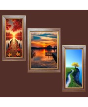 3-Pack The Geometry of Water and Wood Photo Frames - 2 Pieces 6x13 Inch & 1 Piece 10x13 Inch - Rustic Wall Art for Home & Office Decor - Botanical Wall Hanging for Living Room, Bedroom,