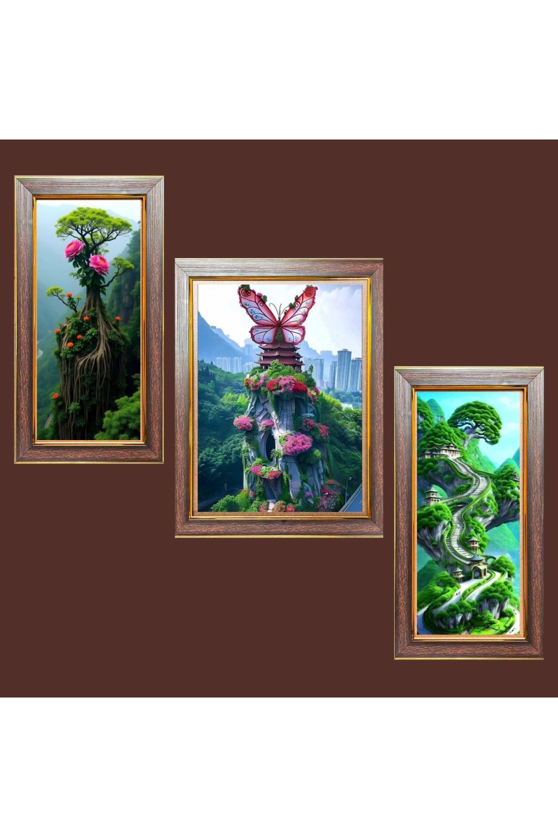 3-Pack The Edge of Reality Photo Frames - 2 Pieces 6x13 Inch & 1 Piece 10x13 Inch - Rustic Wall Art for Home & Office Decor - Botanical Wall Hanging for Living Room, Bedroom, or Workspa