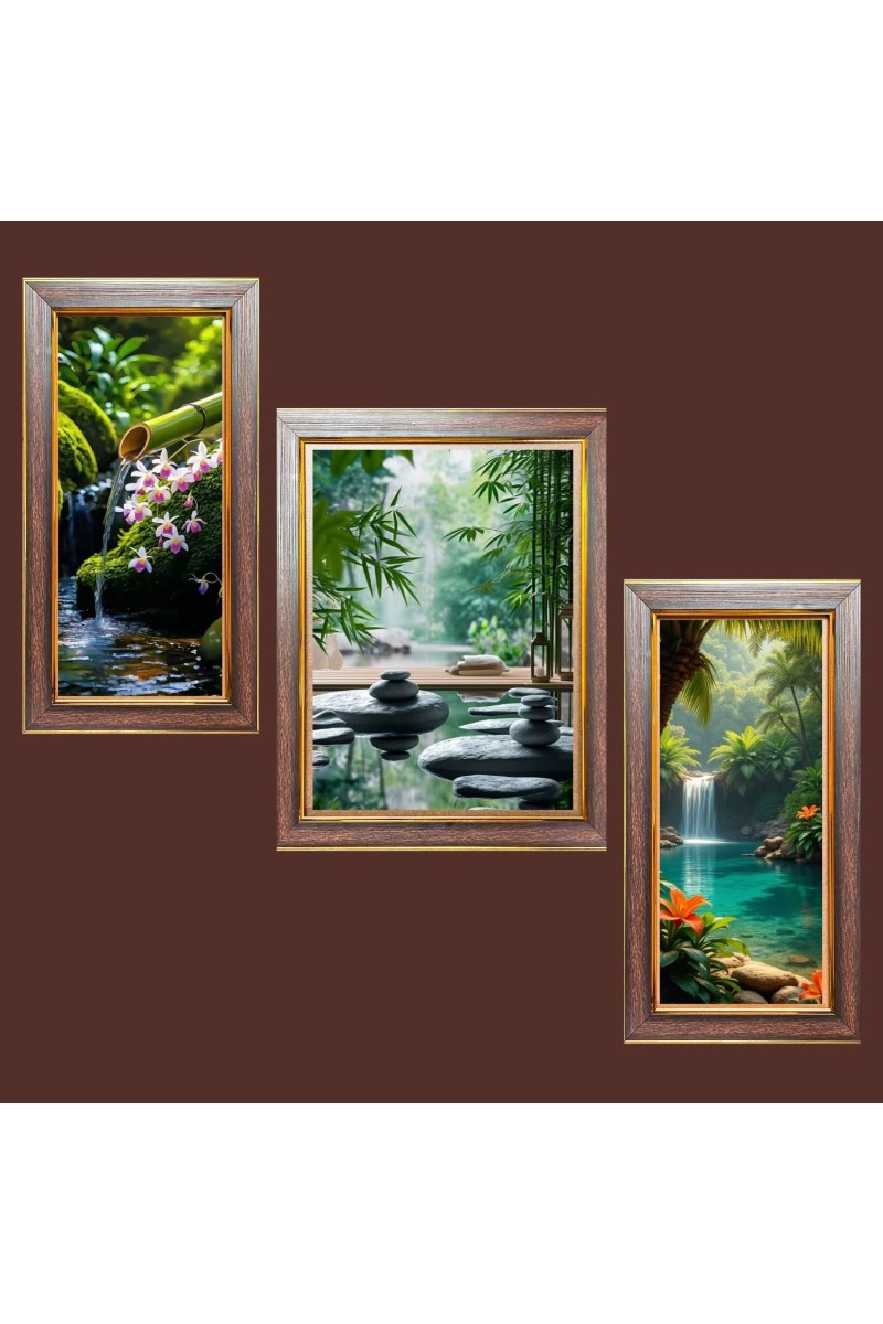 3-Pack A Glimpse of serenity Photo Frames - 2 Pieces 6x13 Inch & 1 Piece 10x13 Inch - Rustic Wall Art for Home & Office Decor - Botanical Wall Hanging for Living Room, Bedroom, or Works