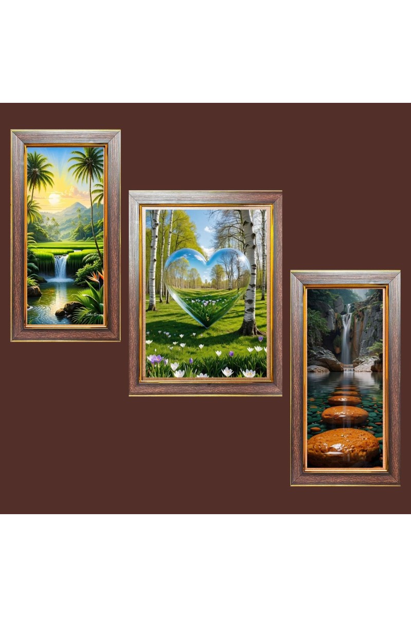 3-Pack The World in a Single Frame Photo Frames - 2 Pieces 6x13 Inch & 1 Piece 10x13 Inch - Rustic Wall Art for Home & Office Decor - Botanical Wall Hanging for Living Room, Bedroom, or