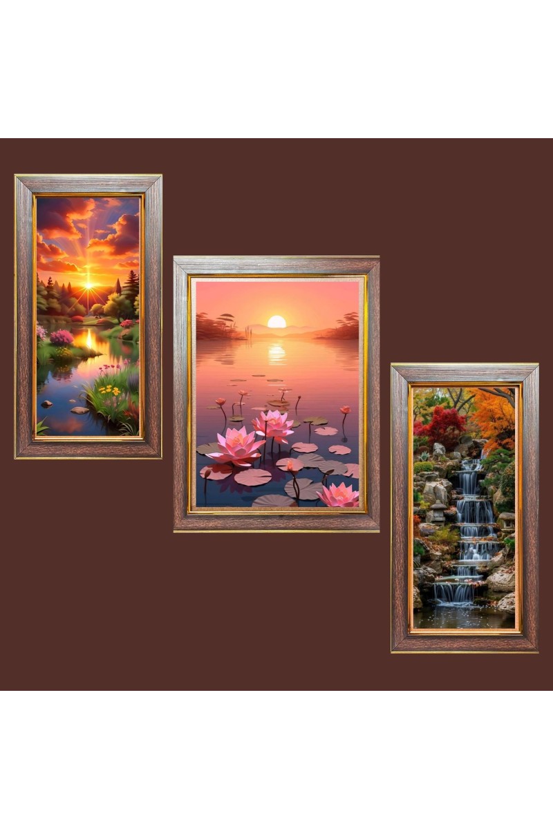 3-Pack Nature's Color Palette Photo Frames - 2 Pieces 6x13 Inch & 1 Piece 10x13 Inch - Rustic Wall Art for Home & Office Decor - Botanical Wall Hanging for Living Roo