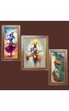 3-Pack Lord Sri Krishna painting Photo Frames - 2 Pieces 6x13 Inch & 1 Piece 10x13 Inch - Rustic Wall Art for Home & Office Decor - Botanical Wall Hanging for Living Room, Bedroom, or W