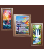 3-Pack Creative painting Photo Frames - 2 Pieces 6x13 Inch & 1 Piece 10x13 Inch - Rustic Wall Art for Home & Office Decor - Botanical Wall Hanging for Living Room, Bedroom, or Workspace