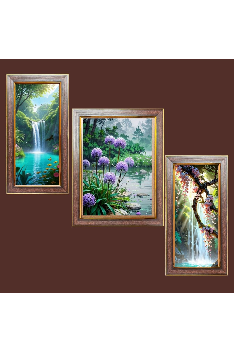 3-Pack Majestic nature  Photo Frames - 2 Pieces 6x13 Inch & 1 Piece 10x13 Inch - Rustic Wall Art for Home & Office Decor - Botanical Wall Hanging for Living Room, Bedroom, or Workspace