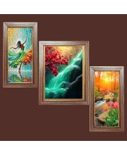 3-Pack Lovely nature view  Photo Frames - 2 Pieces 6x13 Inch & 1 Piece 10x13 Inch - Rustic Wall Art for Home & Office Decor - Botanical Wall Hanging for Living Room, Bedroom, or Workspa