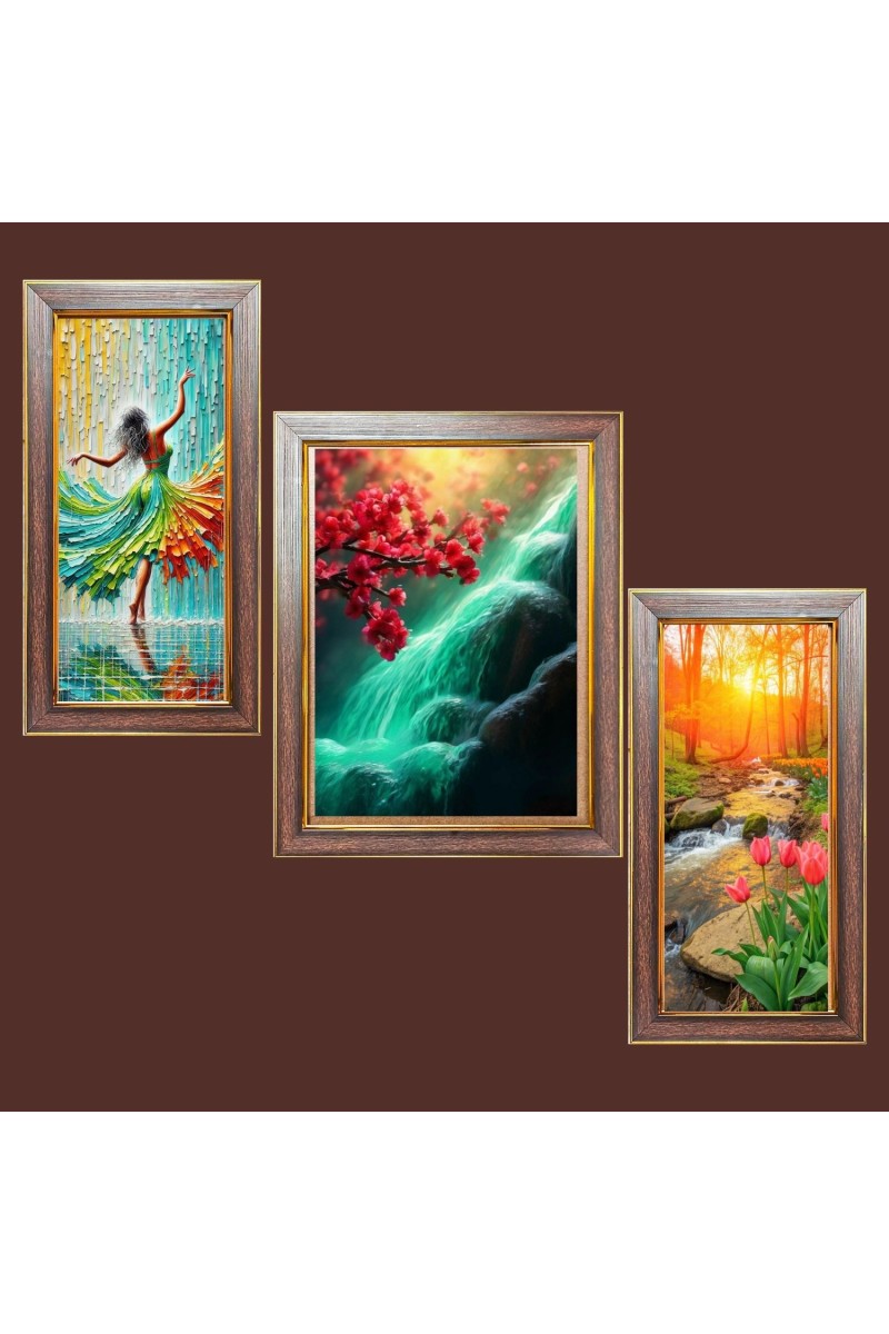 3-Pack Lovely nature view  Photo Frames - 2 Pieces 6x13 Inch & 1 Piece 10x13 Inch - Rustic Wall Art for Home & Office Decor - Botanical Wall Hanging for Living Room, Bedroom, or Workspa