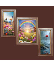 3-Pack Elegant Rainbow view  Photo Frames - 2 Pieces 6x13 Inch & 1 Piece 10x13 Inch - Rustic Wall Art for Home & Office Decor - Botanical Wall Hanging for Living Room, Bedroom, or Works