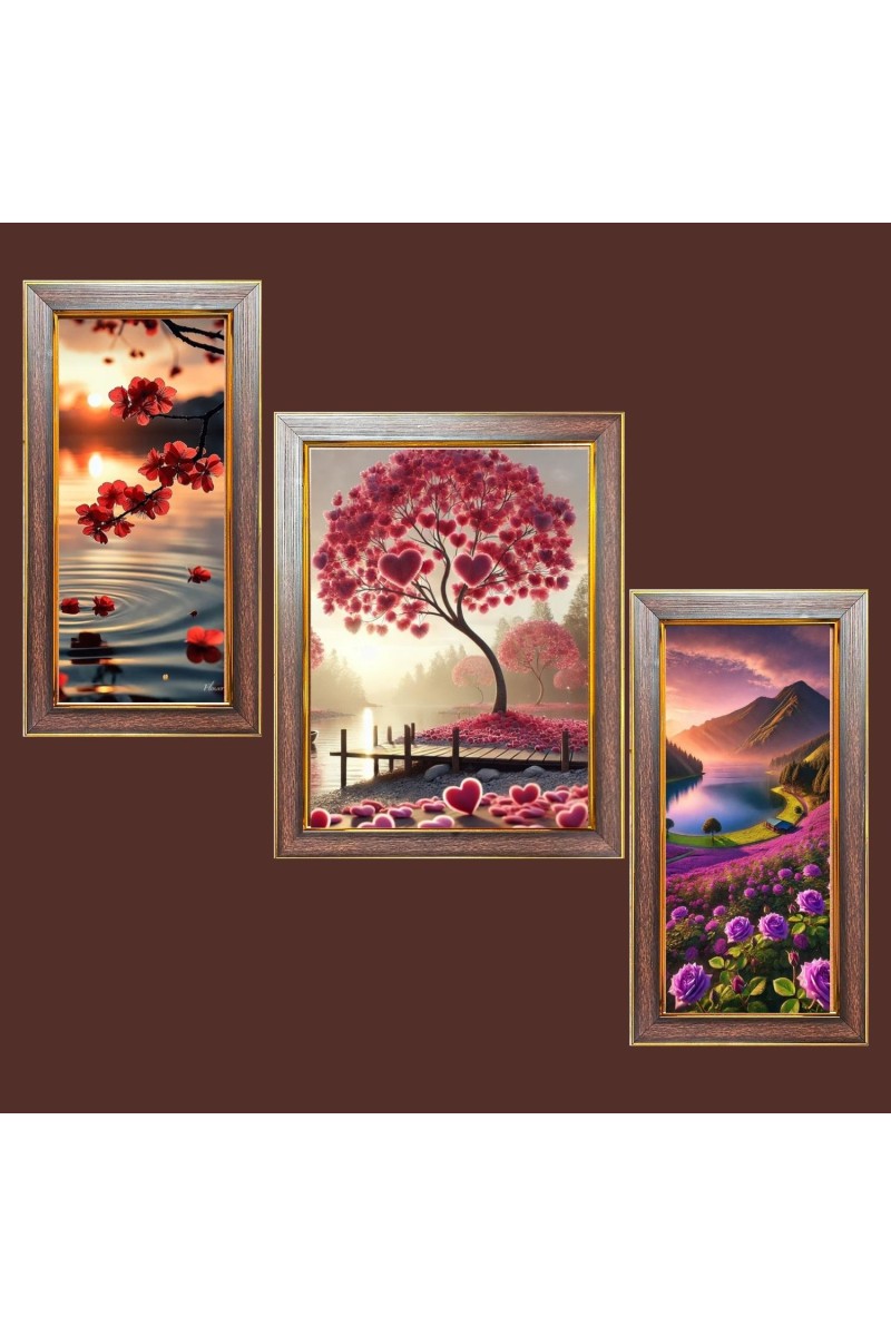 3-Pack Nature's Embrace Photo Frames - 2 Pieces 6x13 Inch & 1 Piece 10x13 Inch - Rustic Wall Art for Home & Office Decor - Botanical Wall Hanging for Living Room, Bed