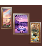 3-Pack Majestic Skies Photo Frames - 2 Pieces 6x13 Inch & 1 Piece 10x13 Inch - Rustic Wall Art for Home & Office Decor - Botanical Wall Hanging for Living Room, Bedroom, or Workspace