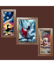 3-Pack Beautiful girl aura painting Photo Frames - 2 Pieces 6x13 Inch & 1 Piece 10x13 Inch - Rustic Wall Art for Home & Office Decor - Botanical Wall Hanging for Living Room, Bedroom, o