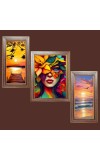 3-Pack Beautiful nature painting Photo Frames - 2 Pieces 6x13 Inch & 1 Piece 10x13 Inch - Rustic Wall Art for Home & Office Decor - Botanical Wall Hanging for Living Room, Bedroom, or W